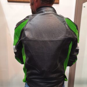 green motorcycle leather jacket
