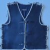 Black leather vest with white braids