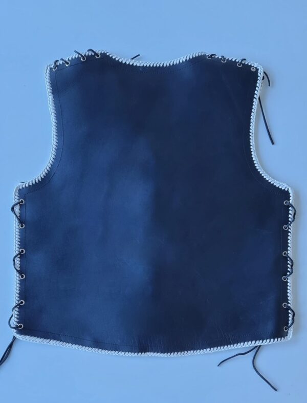 Thick leather vest with white braids