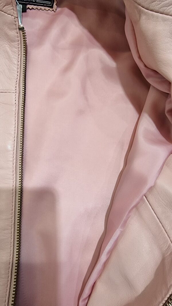 pink leather jacket
