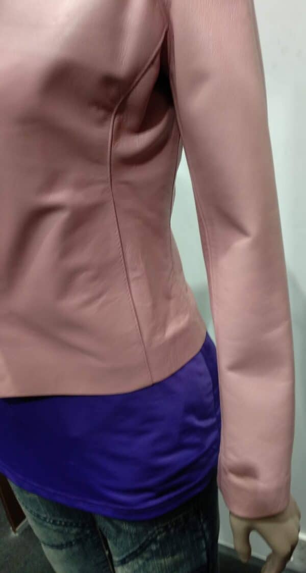 Women's Fashion Leather Pink Jacket - Image 5