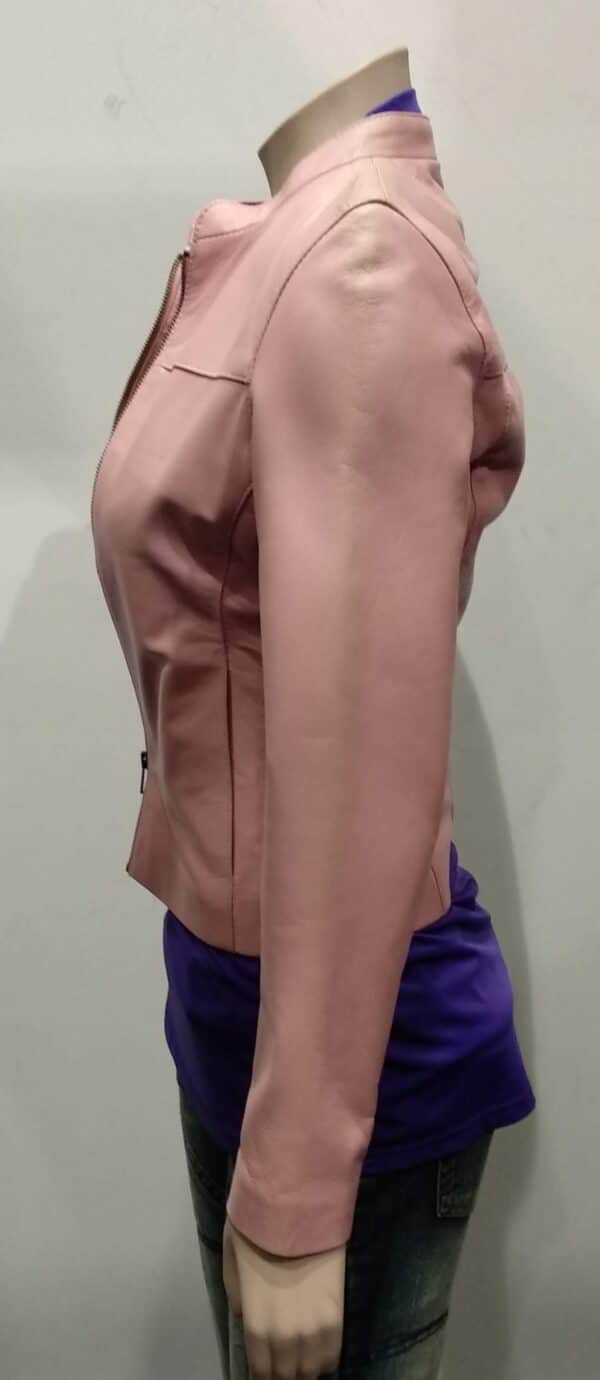 Women's Fashion Leather Pink Jacket - Image 4