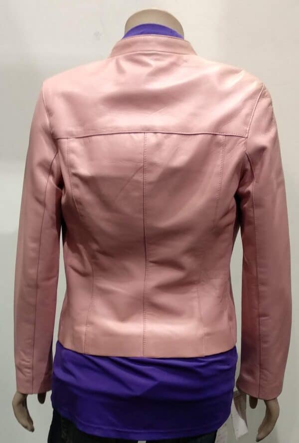 Women's Fashion Leather Pink Jacket - Image 3