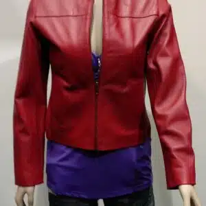 Women's Fashion Leather Red Jacket