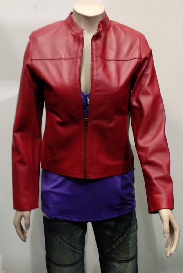 Women's Fashion Leather Red Jacket