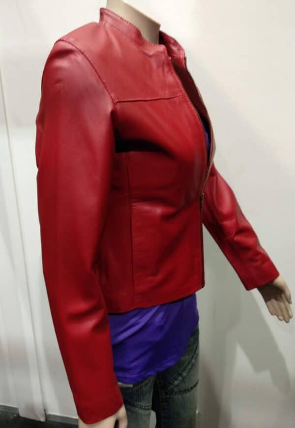 Women's Fashion Leather Red Jacket - Image 5
