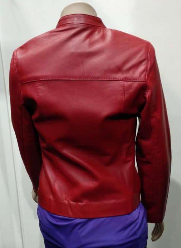 Women's Fashion Leather Red Jacket - Image 6