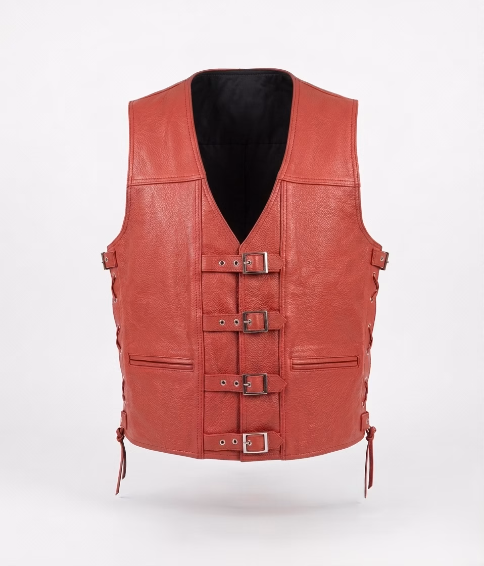 Red Motorcycle leather vest
