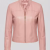 ladies pink leather jacket