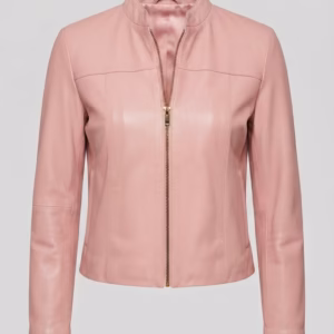 ladies pink leather jacket