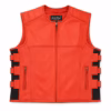Swat Motorcycle Leather Vest Red