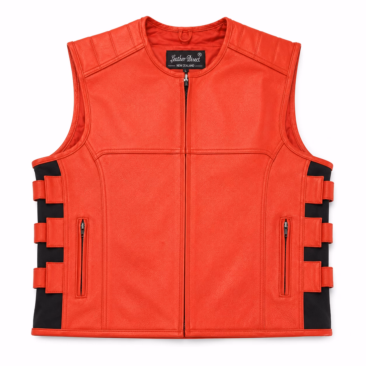 Swat Motorcycle Leather Vest Red