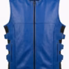 Blue leather vest
