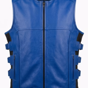 Blue leather vest