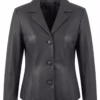 Ladies Leather Blazer Black