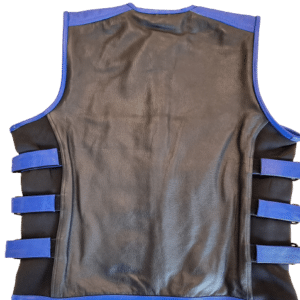 blue black leather vest