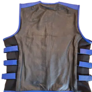 blue black leather vest