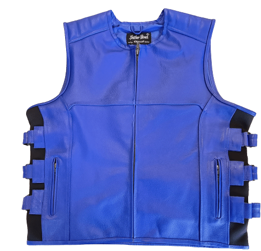 Men Leather Vest Blue