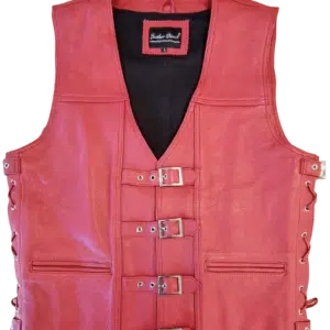 Mens red Leather vest