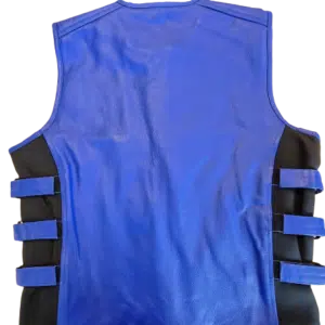 blue leather vest