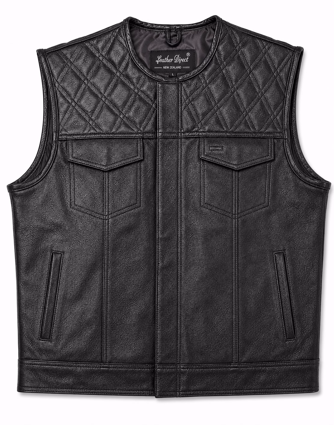 Black Jean Style Vest with Black Stitching