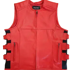 Red motorcycle leather vest