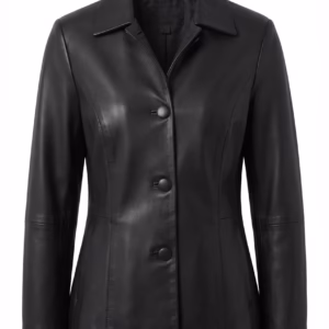 Genuine leather blazer coat