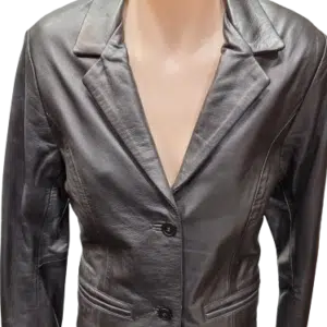 Womens Black Leather Blazer