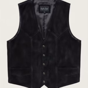 black nobuck leather vest