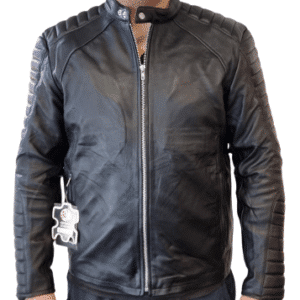 black leather jacket