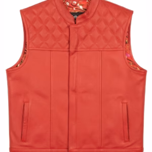 Jean Leather vest Red
