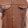 brown jean leather vest