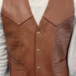 brown leather vest