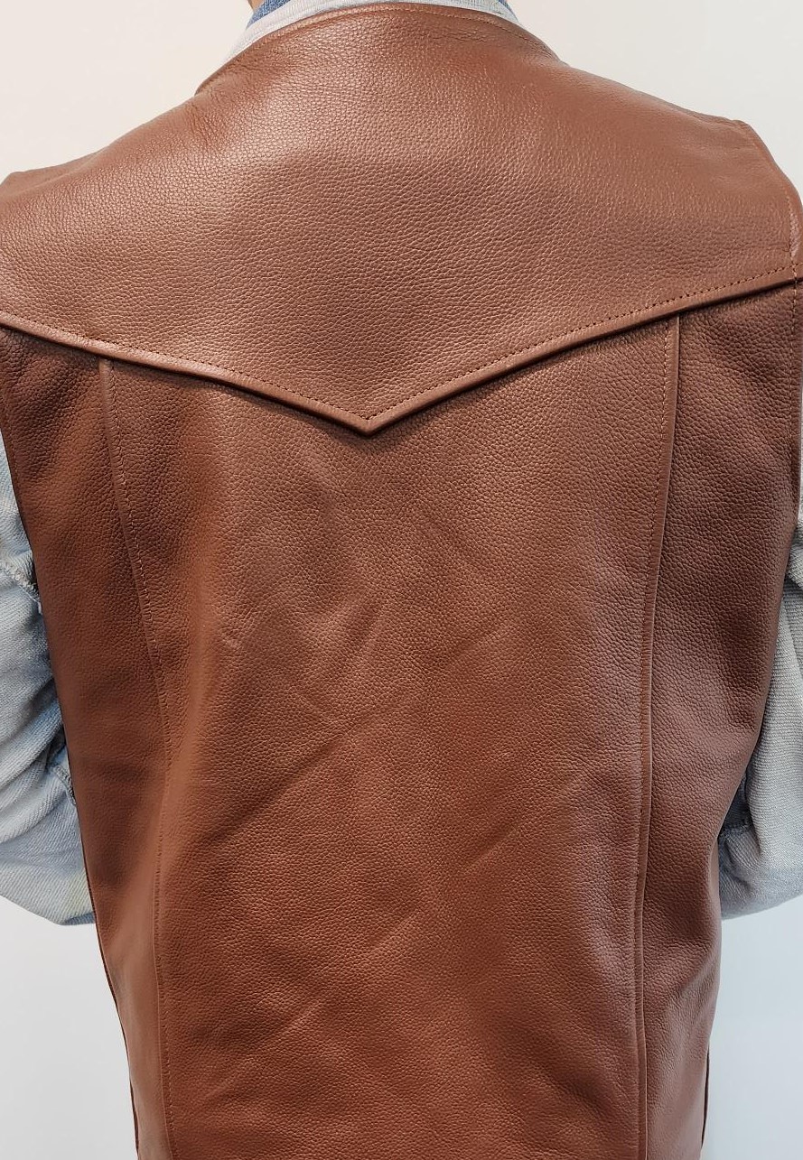 Brown Side Seam Leather Vest - Leather Direct