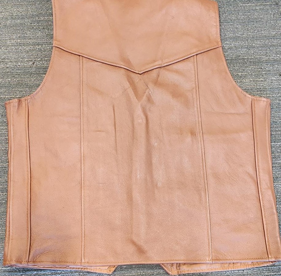 brown leather vest