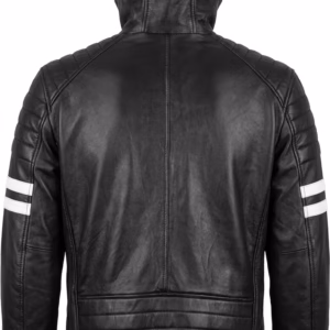 leather jacket with hood