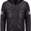leather jacket with cap