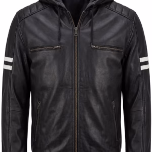leather jacket with cap