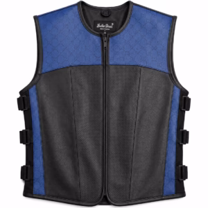 gucci style leather vest blue