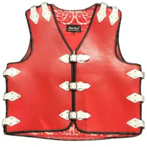 red leather vest